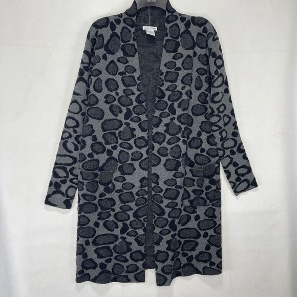 Sweet Romeo Womens Sz M Gray And Black Knit Pocket Cardigan Open Front - Picture 12 of 14